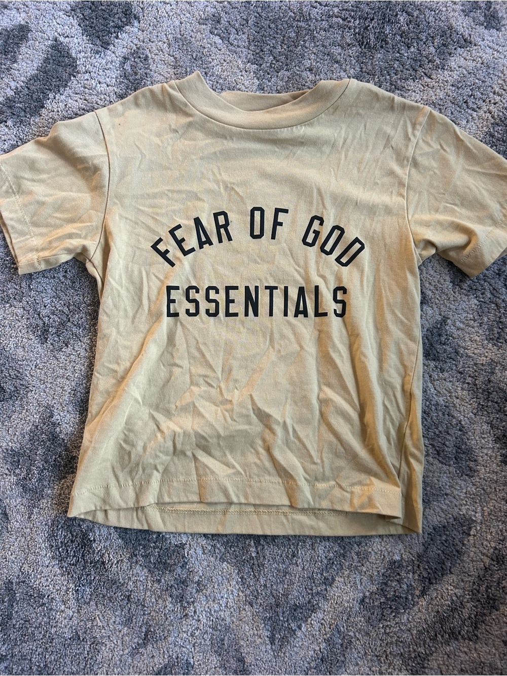 Essentials Short Sleeve Tee in Light Beige with Black Logo